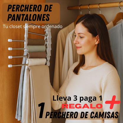 3x1 Perchero de Pantalón + REGALO 1 Perchero de Camisas y Poleras